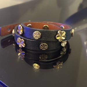 TORY BURCH Leather Double Wrap Bracelet